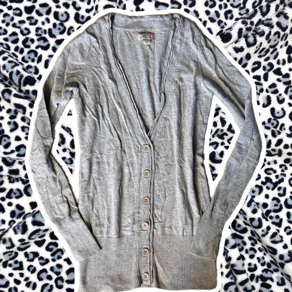 grey fitted button up cardigan - Picture 2 of 3